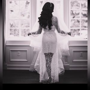 Lace Maxi bridal Robe Including Slip
